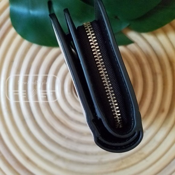 MEDIUM COMPACT BIFOLD WALLET KATE SPADE STACI COLORBLOCK WARM BEIGE BLACK BRAND - Picture 6 of 10